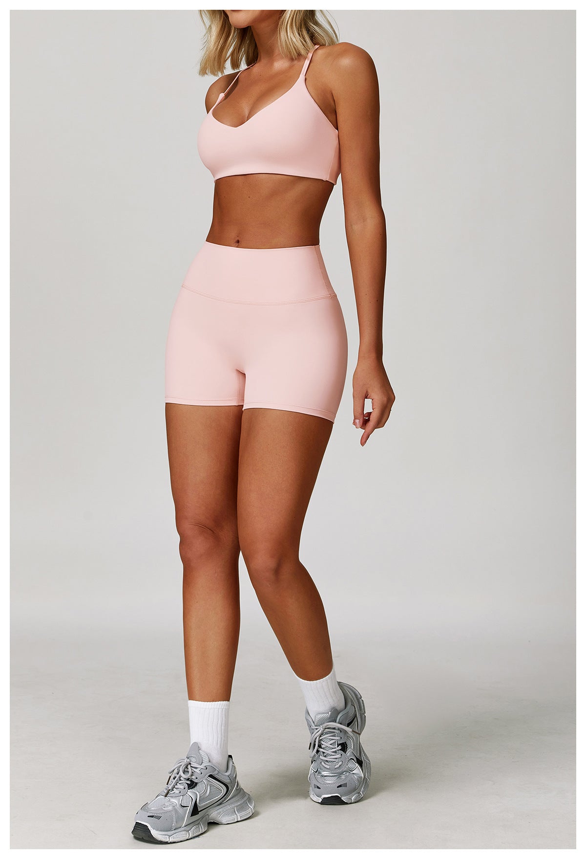 Aurelia blush pink activewear set by Mar Active - front view